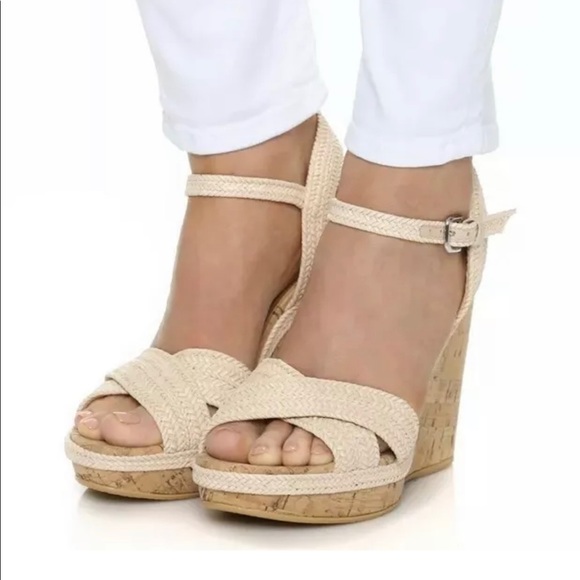 Stuart Weitzman Xminx Woven Espadrilles sz 37.5 - Picture 2 of 7